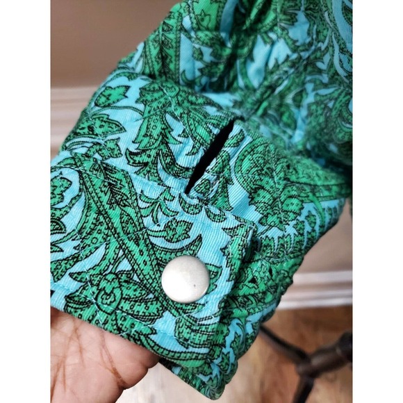 Charter Club Women Green & Blue Cotton Long Sleeve Buttons Front Jacket Size XL - Picture 8 of 14